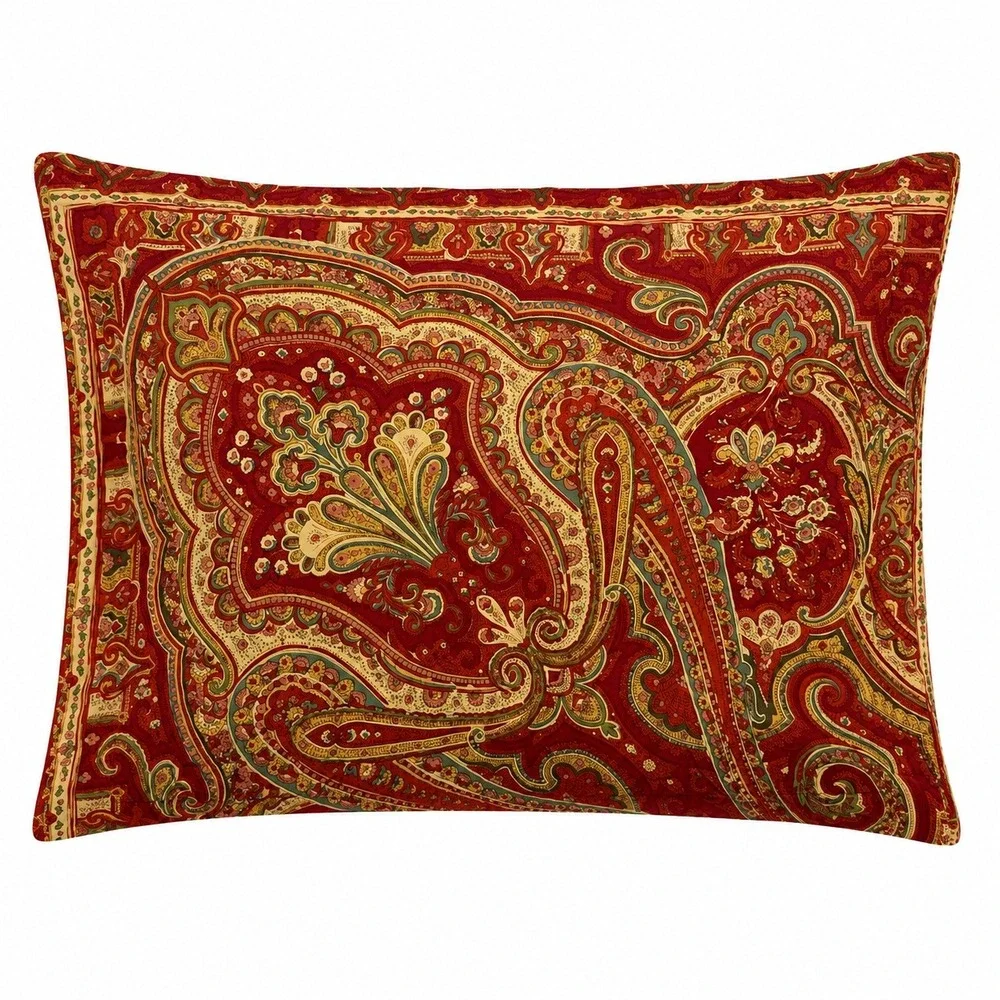 Pottery Barn Alice Paisley Standard Pillow Sham Cotton Envelope Closure Red